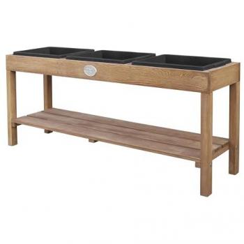 Table de jeu sable et eau AXI – Bois brun foncé – 3 récipients + étagère – 124 × 50 cm
