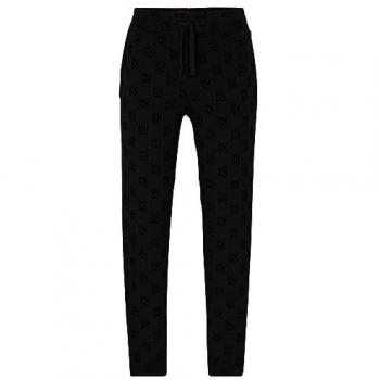 HUGO Loungewear Hose FLOCK schwarz | L