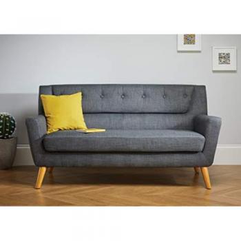 Birlea Lambeth Large Grey Fabric Sofa with Wood Legs