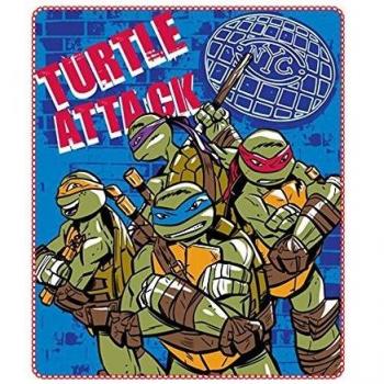 Plaid in Pile con Motivo Ninja Tartarughe Turtle Attack Dimensioni: 120x140 cm