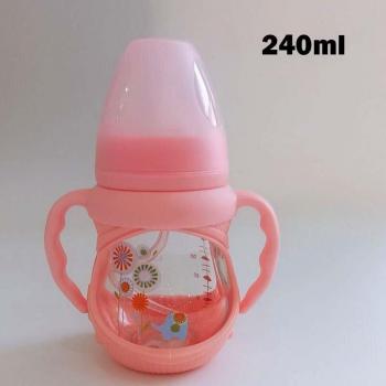 BPA Free Wide Neck Baby Glass Bottle with Handle, Anti-Colic, 150/240ml (8oz)