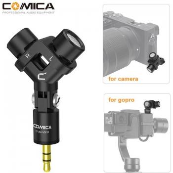 Comica CVM‑VS10 XY 3.5 mm Flex Micro, Dual‑Mic Stereo, Studio & GoPro Compatible