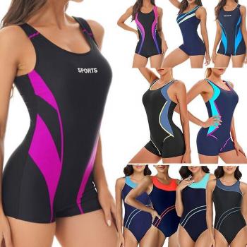 Maillot de Bain Femme Sans Manches Boyleg Noir Rouge M