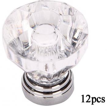 30mm Diamond Shape Glass Cabinet Knobs