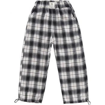 Girls' Spring Autumn Plaid Pants, Elastic Waist, Casual Style, Ages 4-14