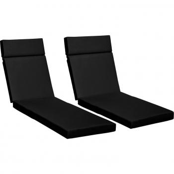 Outsunny Set Of 2 Outdoor Seat Cushion Set, Replacement Cushions For Rattan Furniture With Ties, 196 X 55 Cm, Black