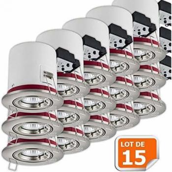Lot of 15 brighter LED spotlights with automatic GU10 socket, orientable, brushed aluminum, BBC, 100mm, reference 819