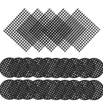 120 Uds. Estera de Plástico para Macetas, 100 Redes Redondas de 4.5 cm y 20 Redes Cuadradas