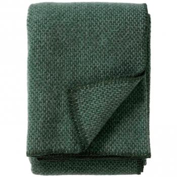 Plaid Klippan Yllefabrik en laine Domino vert