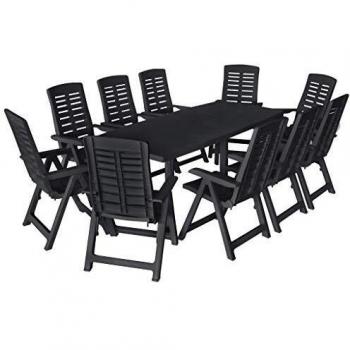 VidaXL Set da Pranzo per Esterni 11 pz in Plastica Antracite
