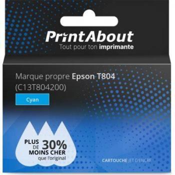 Cartouche de remplacement PrintAbout pour Epson T804 (C13T804200) – Cyan