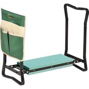 Outsunny Foldable Garden Kneeler Seat with Foam Tool Bag