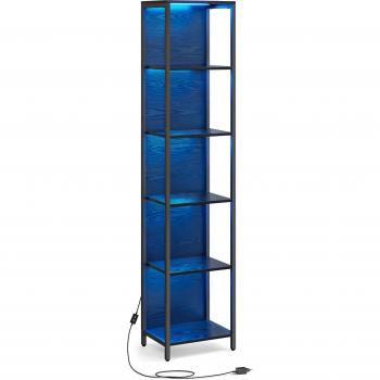 Étagère Design à 6 Niveaux avec Éclairage, Noir, 30,3 x 40 x 178,6 cm