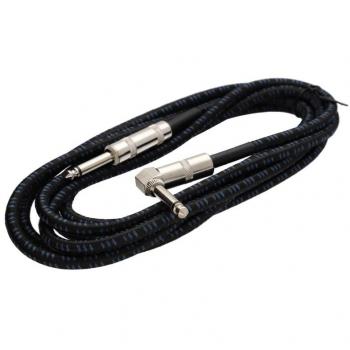 Citronic Retro Braided Guitar Lead, Right Angled Plug to Plug, 3m, Blue/Black