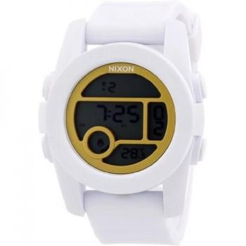 Quarz‑Digitaluhr „Unit 40“ – Unisex, Silikon in Weiß/Gold