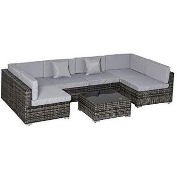 Outsunny Garden Rattan Furniture Set with Cushion Seat