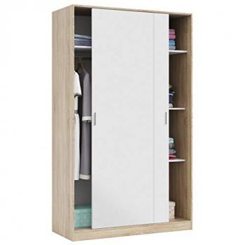 Armadio 2 Ante Scorrevoli Rovere e Bianco 120x50x200