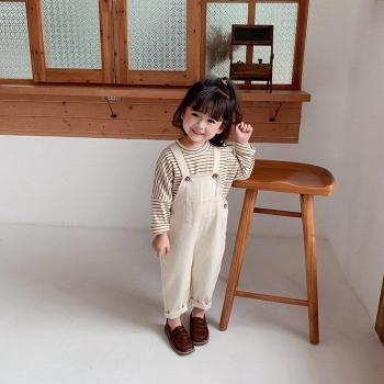 Boys and Girls Solid Color Strap Pants
