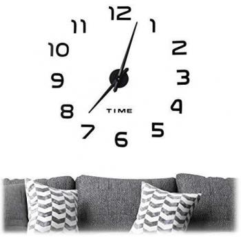 Relaxdays 3D Wanduhr, DIY Wandtattoo, moderne Uhr für die Wand, schwarz