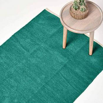 Green Teal Cotton Chenille Accent Rug – 18x28