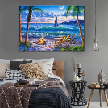Palette d’azur et de sable – Peinture diamant décorative 20×30 cm