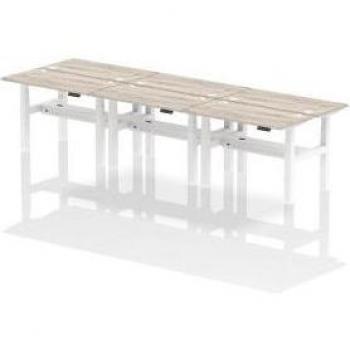 Air Back-to-Back Height Adjustable 6 Person Bench Desk