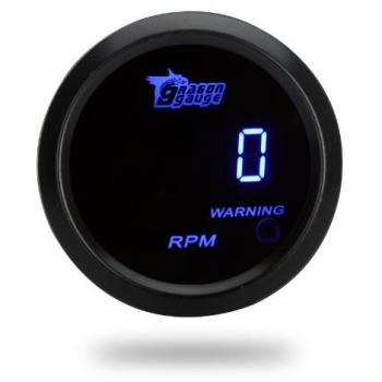 KKmoon 52 mm Digital-Tacho für PKW – 2‑Zoll LCD, Drehzahl bis 9999, Warnlicht schwarz