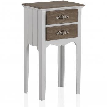 Mesita de madera GEESE 7670, 2 cajones, 28 x 38 x 68 cm, en blanco y marrón