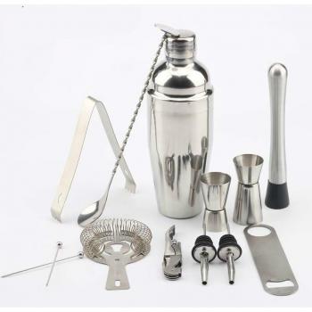 Barmann Cocktail Shaker Set Edelstahl, 750/550/350ML, 3-teilig mit Rezepten