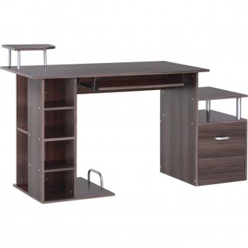 HOMCOM Scrivania con Scaffale e Cassetto in Legno