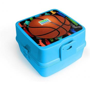 Coral High Kids Black Basketball and Fork-Spoon Lunch Box