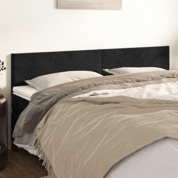 Testa letto doppia vellutata nera 90x5x78/88 cm