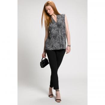 Top in maglia elasticizzata animalier, Donna, Nero, Taglia 64/66, Viscosa