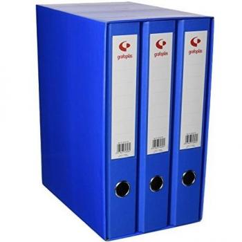 Classeur en Carton avec Anses, Format A4, 2 Anneaux 40mm, Couverture PP, Bleu, Modulo 3