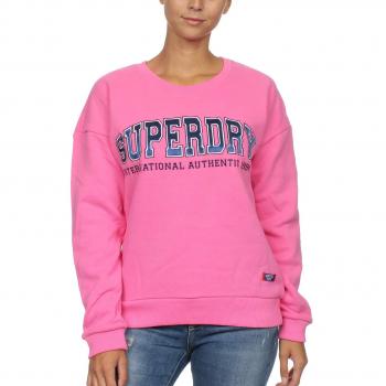 Superdry Streetwear Sweater für Damen: Urban Crew mit Applikation, Pink, M