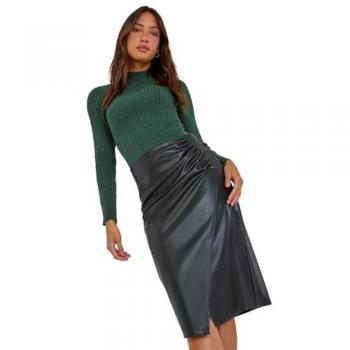 Size 18 Roman Faux Leather Ruched Skirt