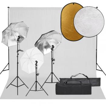 Set di Illuminazione per Studio Fotografico con Fondale e Riflettore
