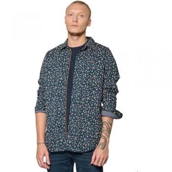 Chemise bleue à fleurs pour homme