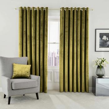 Heritage Olive Drapery – Helena Springfield Escala Lined Curtains 66x54