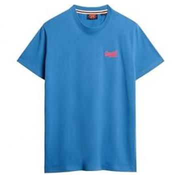 Superdry Men's Essential Logo Embroidered T-shirt Monaco Blue / Fiery Coral M
