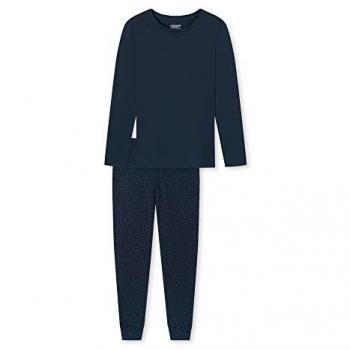 Schiesser Damen Pyjama Uncover 2-teilig Langarm Schlafanzug dunkelblau