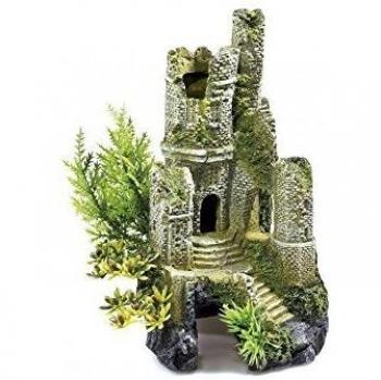 Stone Green Castle Ruins Aquarium Decor