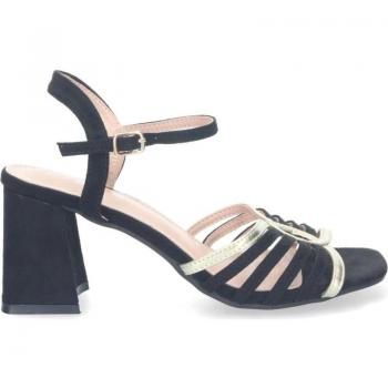 Puntosalao Sandalias para mujer Negro JL777 con tacón cómodo