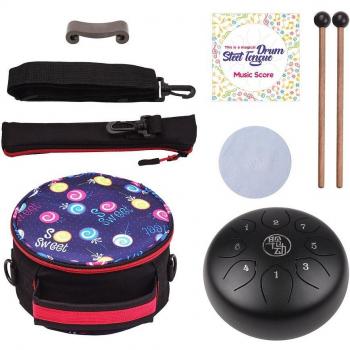 Instrument de percussion 6 pouces, tambour de langue en acier 8 notes clé C avec accessoires