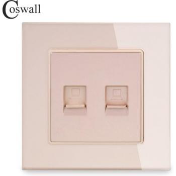 COSWALL Crystal Glass Wall Socket Double RJ45 CAT5E