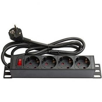 Good Connections Power Strip 19 (1HE) CEE 7/4 plug to IEC socket Black