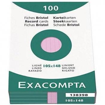 Fichas Exacompta de cartulina Bristol, rayado horizontal, 105x148mm, paquete de 100