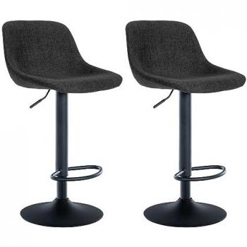 Juego de 2 Taburetes Loft Negros con Revestimiento de Tela