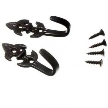Stylish Black Fleur de Lys Curtain Tie Back Hold Back Hooks with Screws (50 pairs)