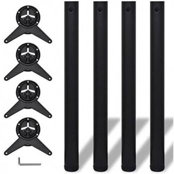 4 Black Adjustable Legs for Table Height 710 mm